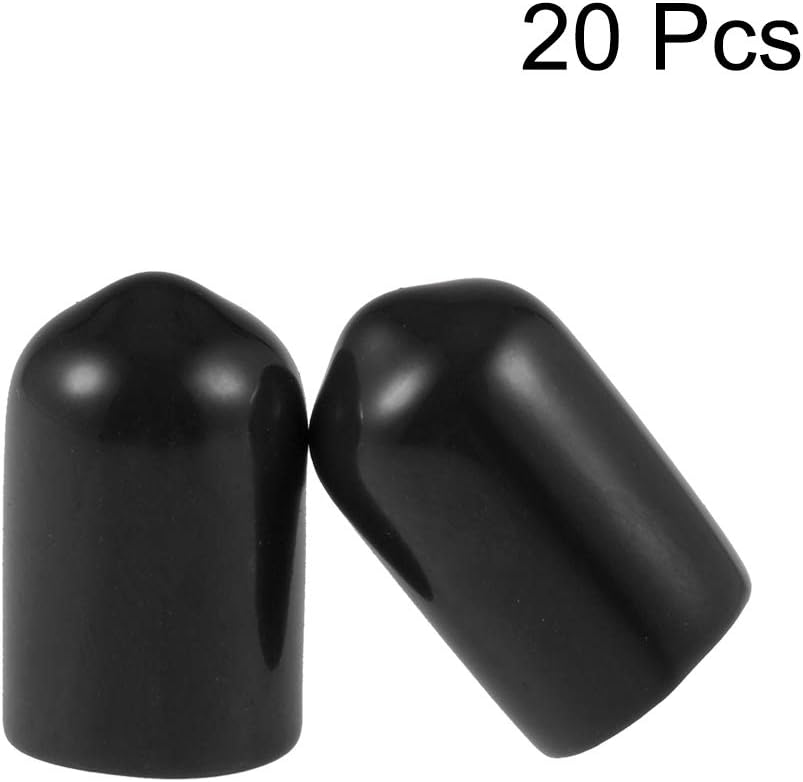 uxcell 20pcs Rubber End Caps 8.5mm ID Vinyl Round Tube Bolt Cap Cover Thread Protectors Black