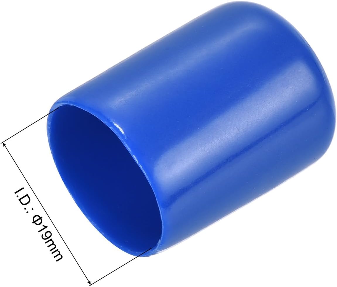 uxcell 20pcs Rubber End Caps 19mm ID Vinyl Round Tube Bolt Cap Cover Screw Thread Protectors Blue