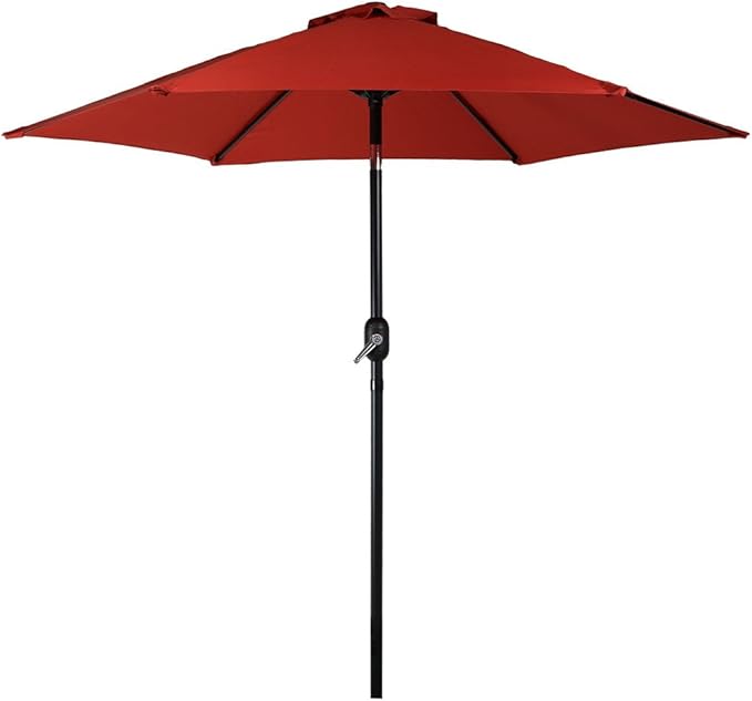 Sunnydaze Outdoor Patio Umbrella - Polyester Table Market Umbrella with Push-Button Tilt and Crank - 6 Sturdy Ribs - Burnt Orange - 7.5ft