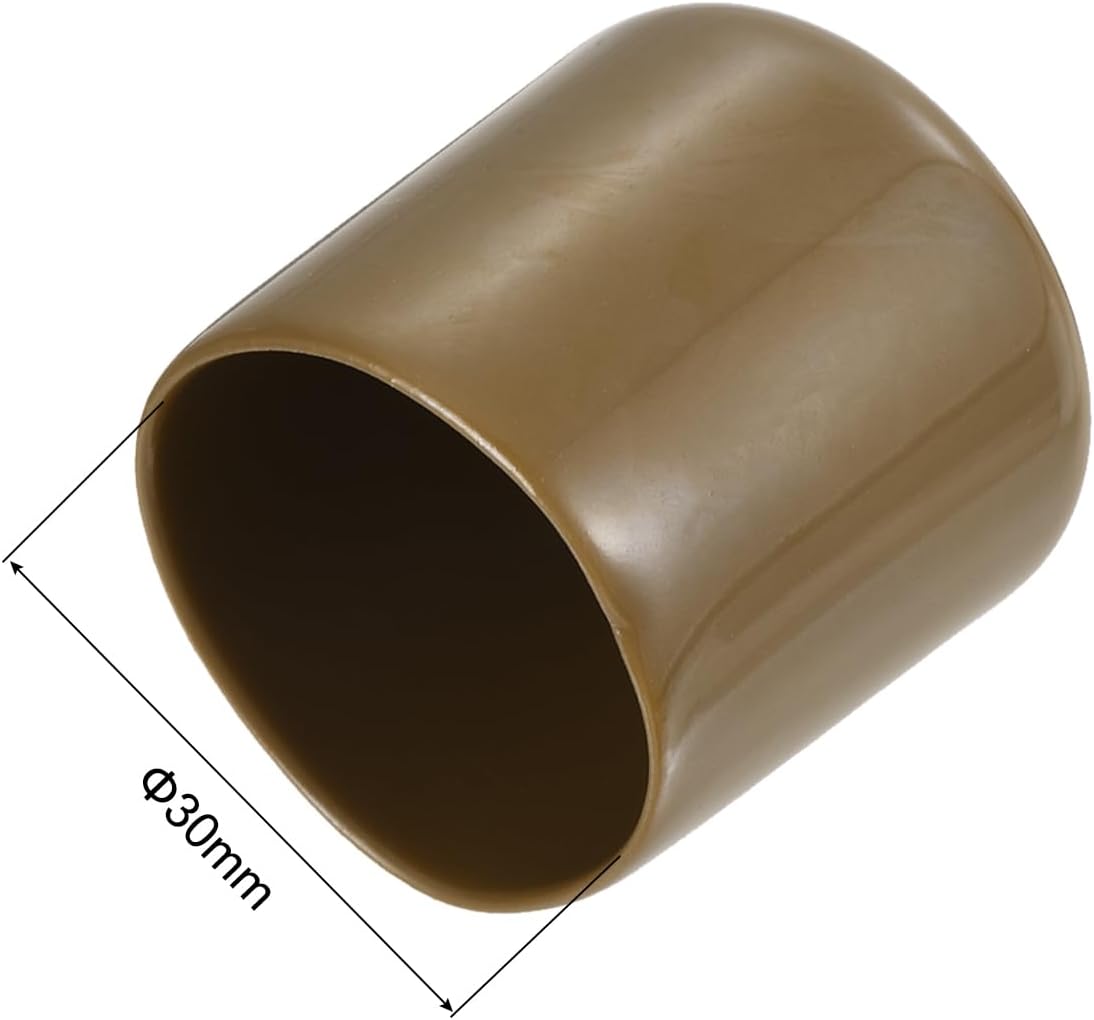 uxcell 20pcs Rubber End Caps 30mm(1 3/16") ID Vinyl PVC Round Tube Bolt Cap Cover Screw Thread Protectors Light Brown
