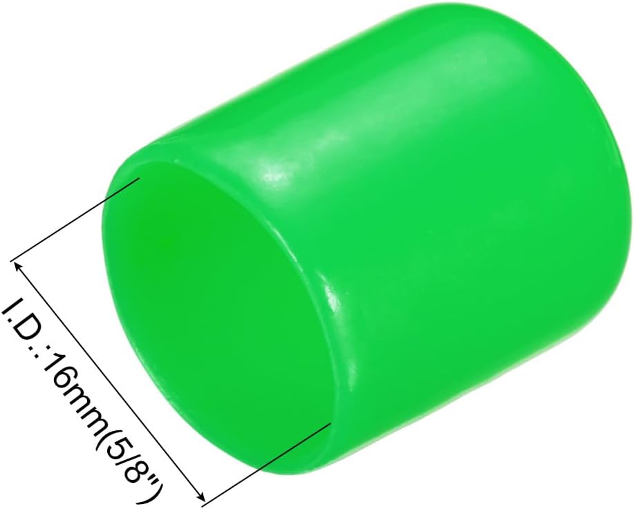 uxcell 20pcs Rubber End Caps 16mm(5/8") ID Vinyl PVC Round Tube Bolt Cap Cover Screw Thread Protectors Green