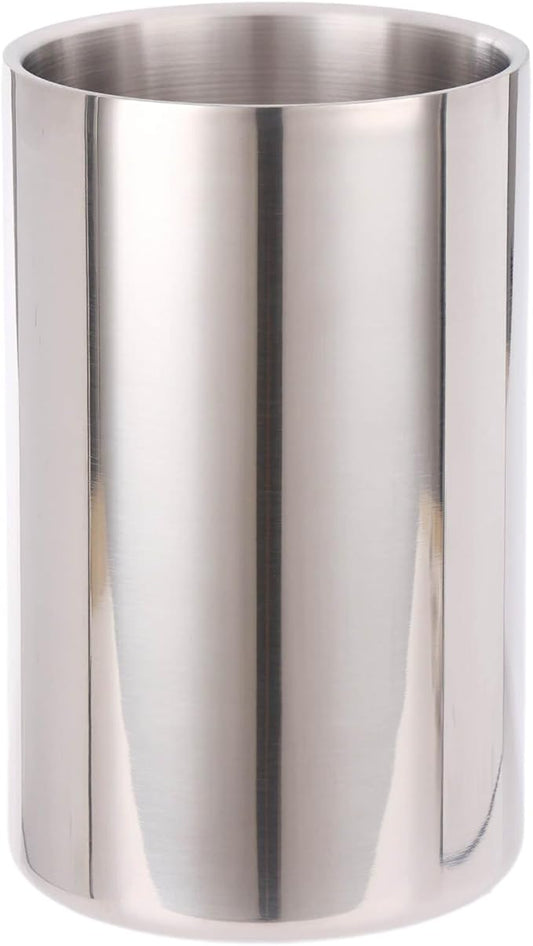 Double Wall Utensil Holder - 304 Stainless Steel Sleek Kitchen Utensil Holder for Countertop, Spatula Spoon Storage Organizer, Large Cooking Utensil Caddy Counter, Shining Utensil Crock, Mirror Polish