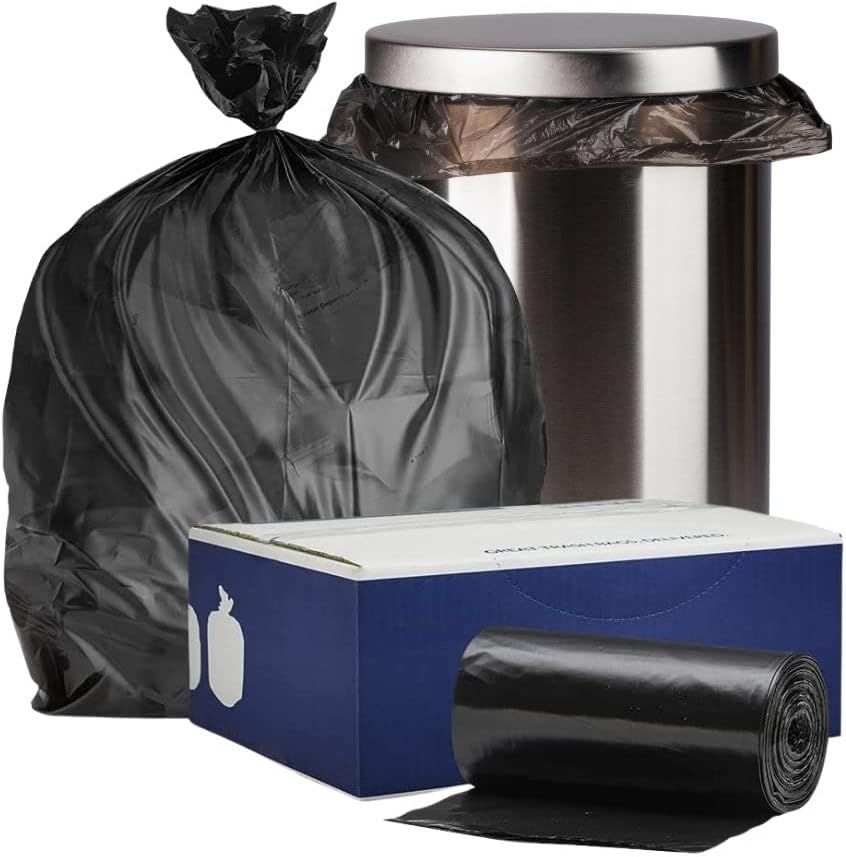 Plasticplace 12-16 Gallon Trash Bags │ 8 Microns │ Black High Density Liners │ 24" x 33" (1000 Count)