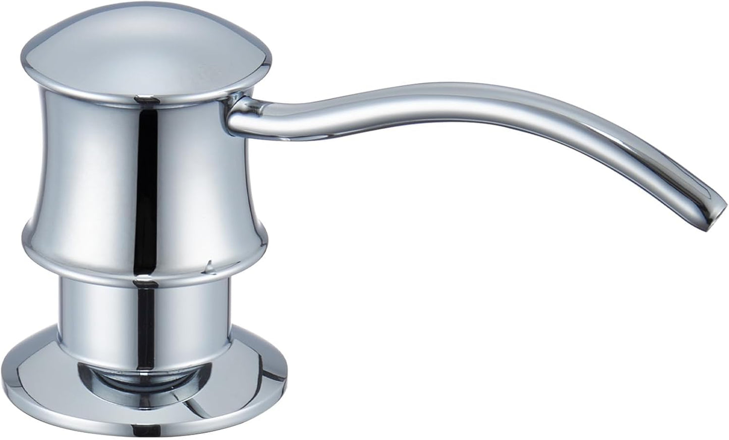 Built in Soap Dispenser for Kitchen Sink Countertop, Solid Brass Pump Head Long Spout with 10.2 Ounce PET Food Safe Material Lotion Bottle, Chrome Finish