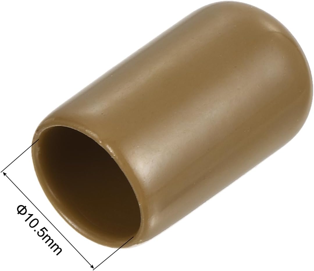 uxcell 20pcs Rubber End Caps 10.5mm ID Vinyl PVC Round Tube Bolt Cap Cover Screw Thread Protectors Light Brown