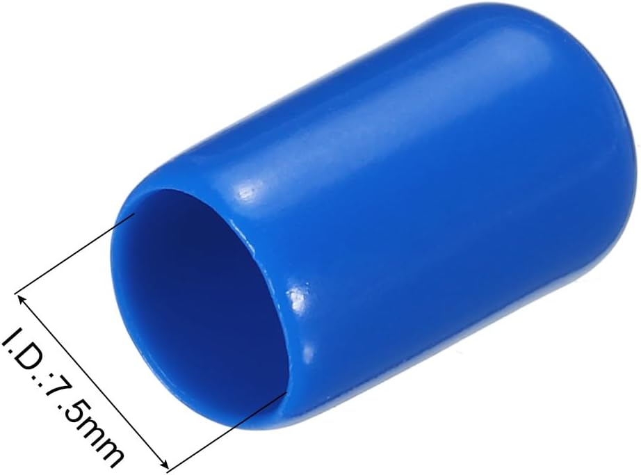 uxcell 20pcs Rubber End Caps 7.5mm ID Vinyl PVC Round Tube Bolt Cap Cover Screw Thread Protectors Blue