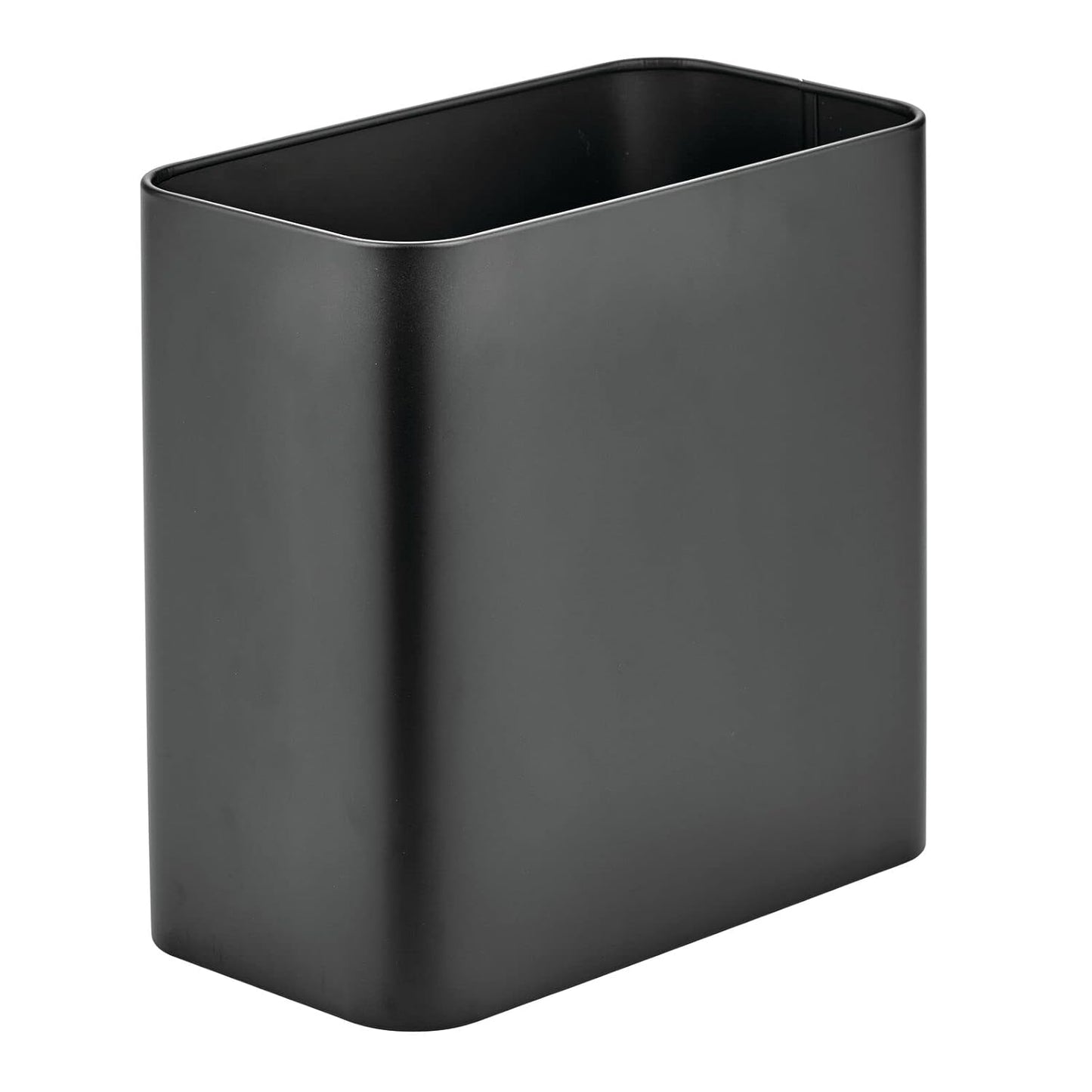 mDesign Small Metal 2.4 Gallon Trash Can Wastebasket Garbage Bin for Bathroom - Mini Slim Rubbish Waste Bin for Master or Guest Bath, Bedroom, Garage, Laundry Room, or Playroom, Black, Pack of 1