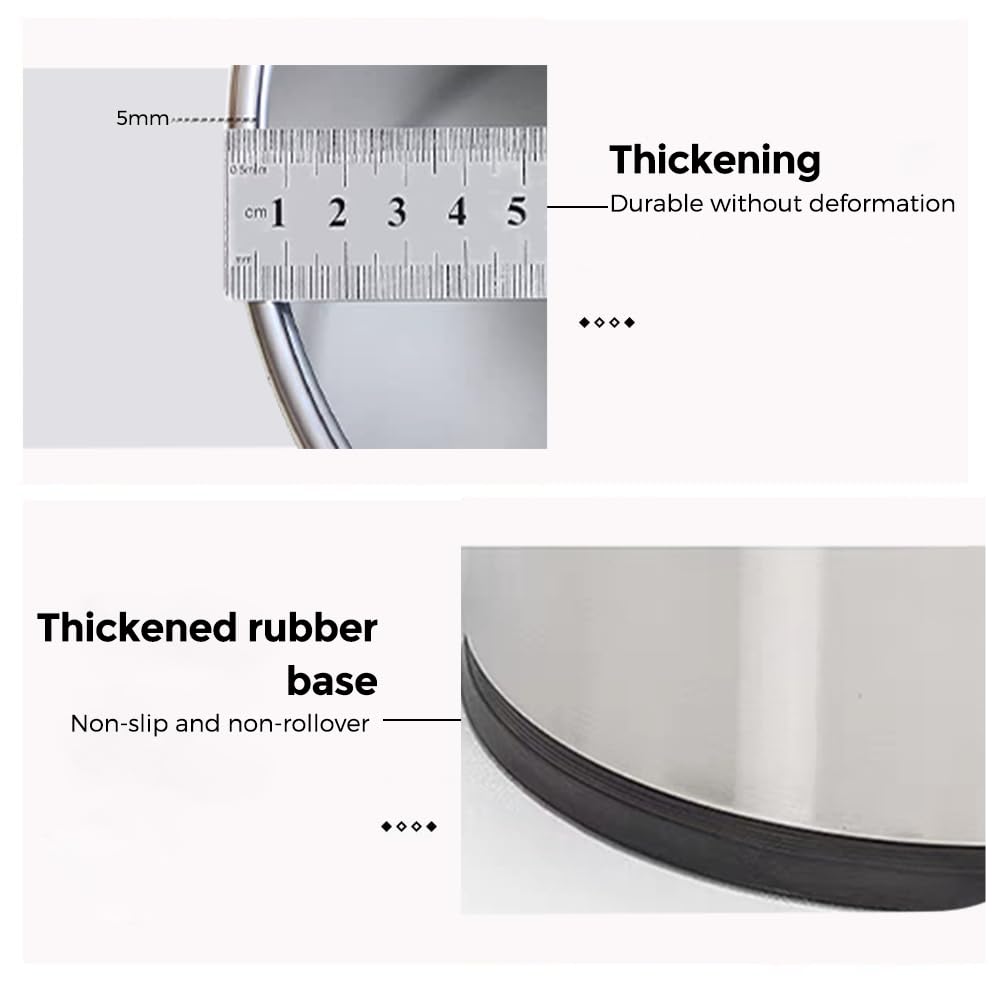 2.6Gallon/10L，Stainless Steel Bathroom Trash Can,Chrome Trash Can,Silver Garbage Can for Office，Wastebasket for Hotel，Office，Store，Metal Trash bin Without lid (Silver)