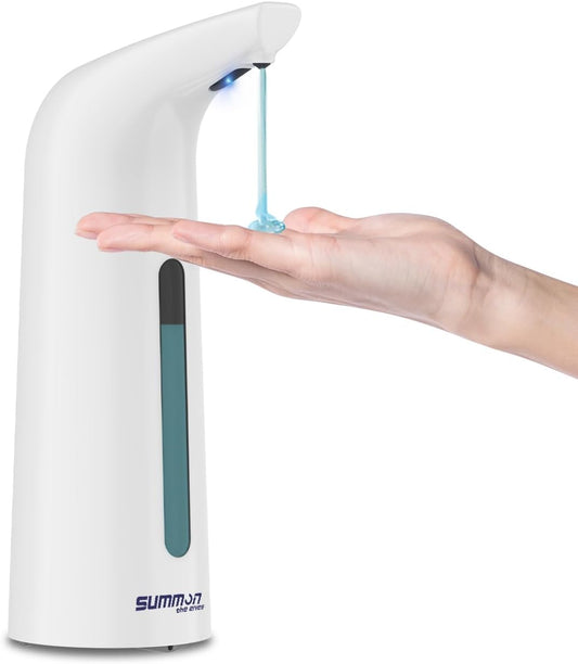 Automatic Liquid Soap Dispenser Touchless,400ML Modern White Dish Soap Dispenser with Sensor,4 Gear Adjustable Battery Operated Waterproof Hand Sanitizer Dispenser for Bathroom