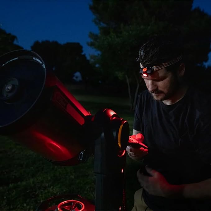 Celestron – Night Vision Headlamp – Multiple Light Modes – Includes SOS Setting – Ideal for Astronomy and Camping – 100 Hours of Usage – 45° Adjustable Angle