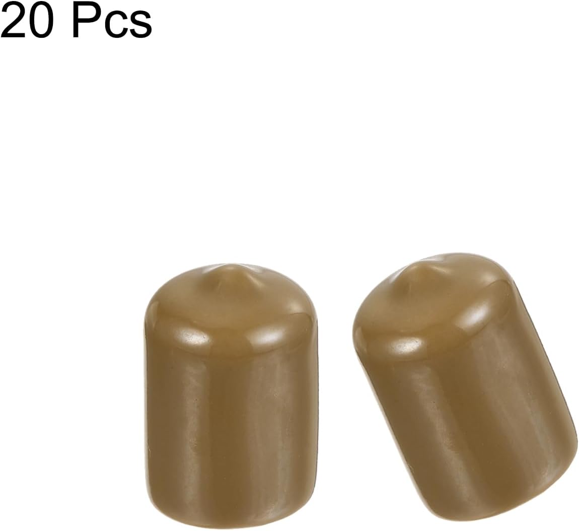 uxcell 20pcs Rubber End Caps 14mm ID Vinyl PVC Round Tube Bolt Cap Cover Screw Thread Protectors Light Brown