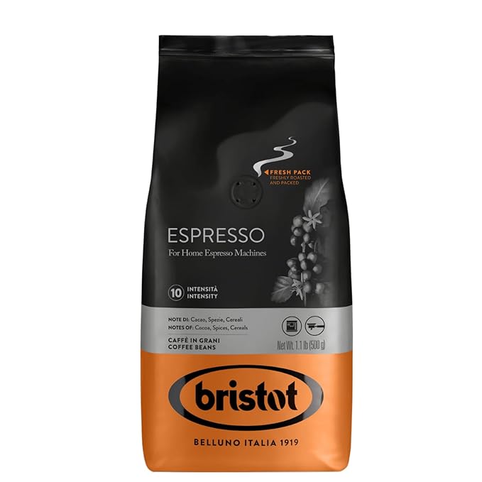 Bristot Italian Espresso For Espresso Machines | Italian Espresso Beans | Medium Roast | 1.1Lb/500g