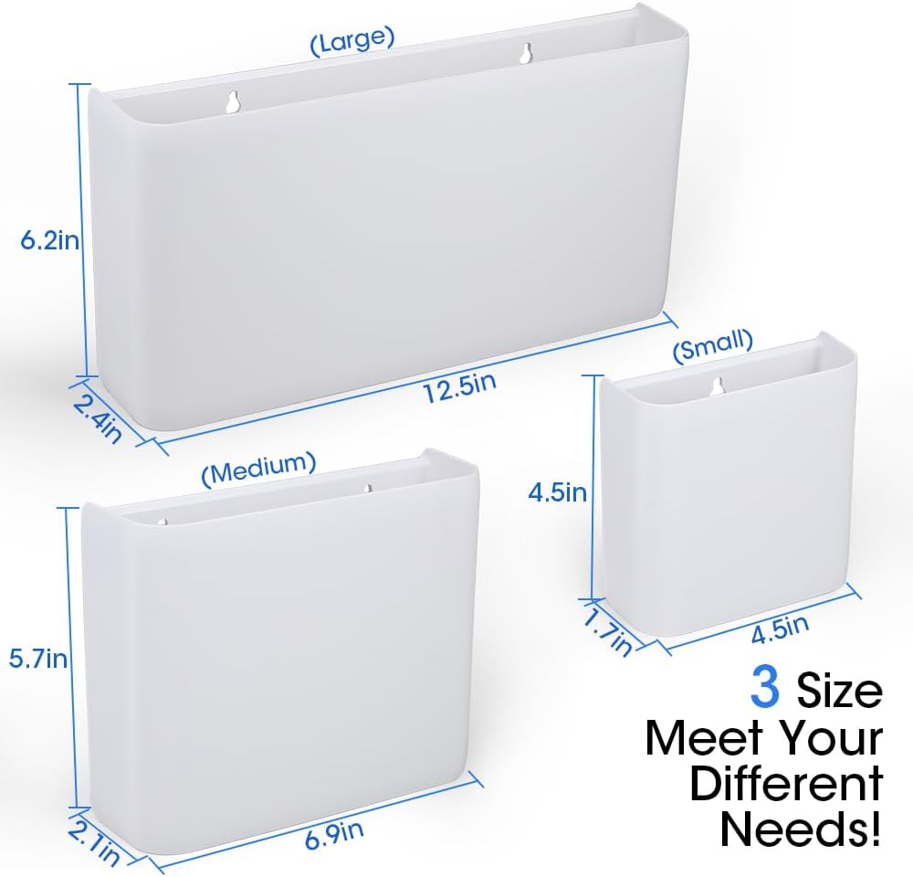 Picowe 3 PCS Magnetic Laundry Storage, Magnetic Storage Box for Laundry Room, Kitchen, Bathroom, Office, Space-Saving Trash Container Hanging on Dryer, Washer or Wall Mount Trash Bin (White)