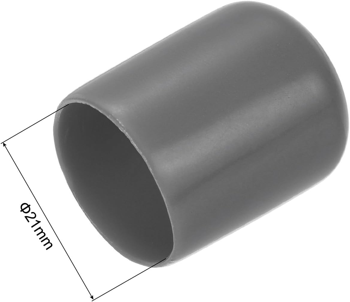 uxcell 20pcs Rubber End Caps 21mm ID Vinyl PVC Round Tube Bolt Cap Cover Screw Thread Protectors Dark Grey