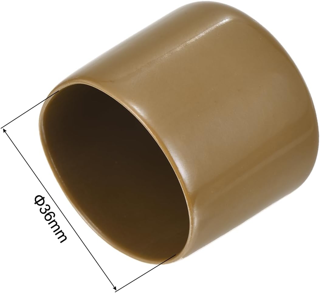 uxcell 20pcs Rubber End Caps 36mm ID Vinyl PVC Round Tube Bolt Cap Cover Screw Thread Protectors Light Brown