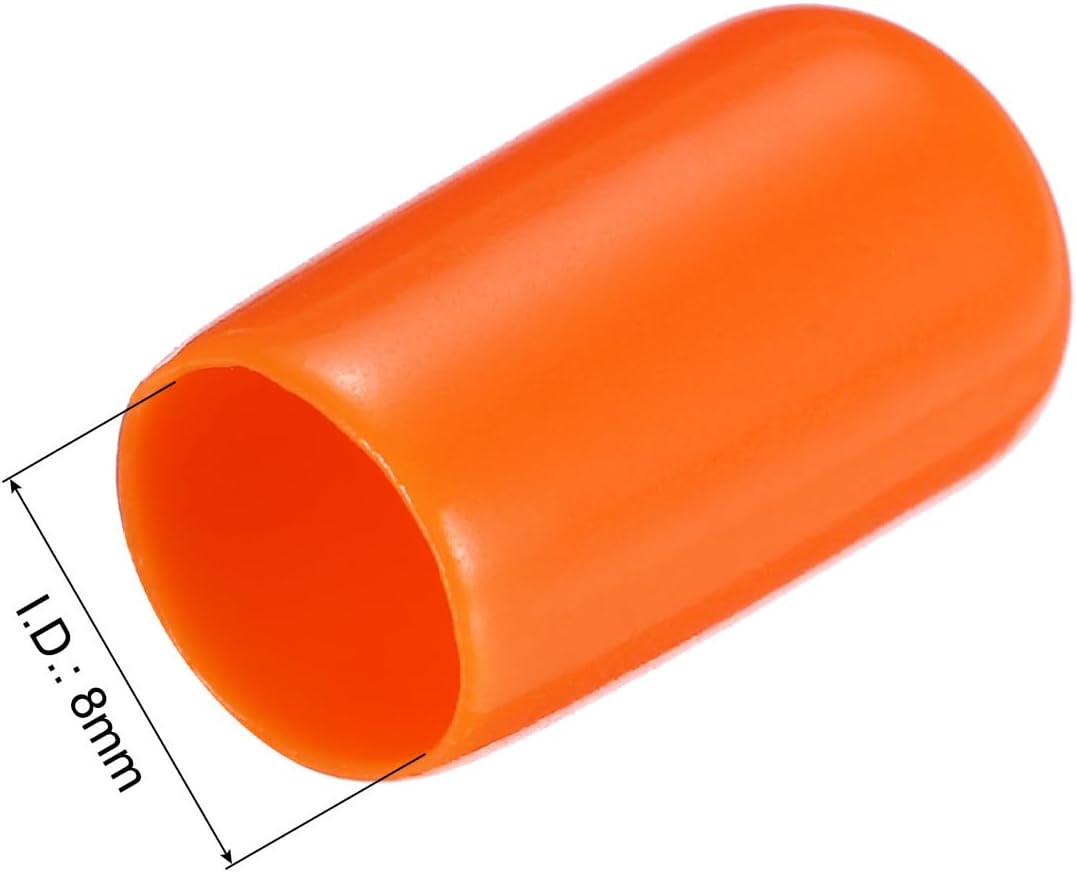 uxcell 20pcs Rubber End Caps 8mm(5/16") ID Vinyl PVC Round Tube Bolt Cap Cover Screw Thread Protectors,Orange