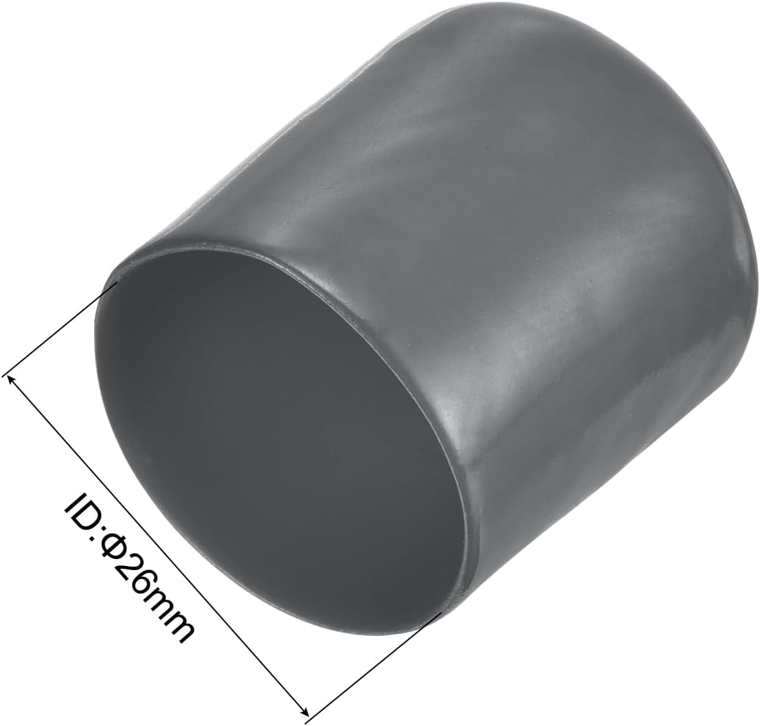 uxcell 20pcs Rubber End Caps 26mm ID Vinyl Round Tube Bolt Cap Cover Thread Protectors Dark Grey