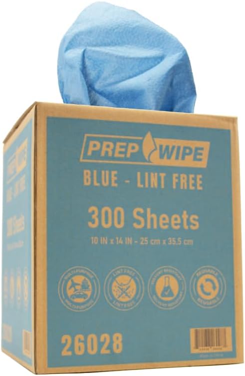 Lauco Prep Wipe Lint-Free Towels – Heavy Duty Cloths for Household & Industrial Use, Disposable Rags, Nonwoven Wipes, 300-Pack, 9" x 17" (Blue)