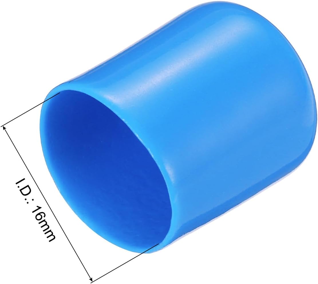 uxcell 20pcs Rubber End Caps 16mm(5/8") ID Vinyl PVC Round Tube Bolt Cap Cover Screw Thread Protectors,Light Blue
