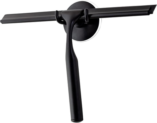 Ettori Shower Squeegee for Glass Doors, Squeegee for Shower Glass Door, Window and Car Glass, Mirrors - All-Purpose Stainless Steel Squeegee, 10 Inches and Black