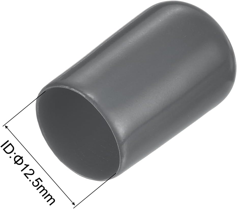 uxcell 20pcs Rubber End Caps 12.5mm(1/2 inch) ID Vinyl Round Tube Bolt Cap Cover Thread Protectors Dark Grey