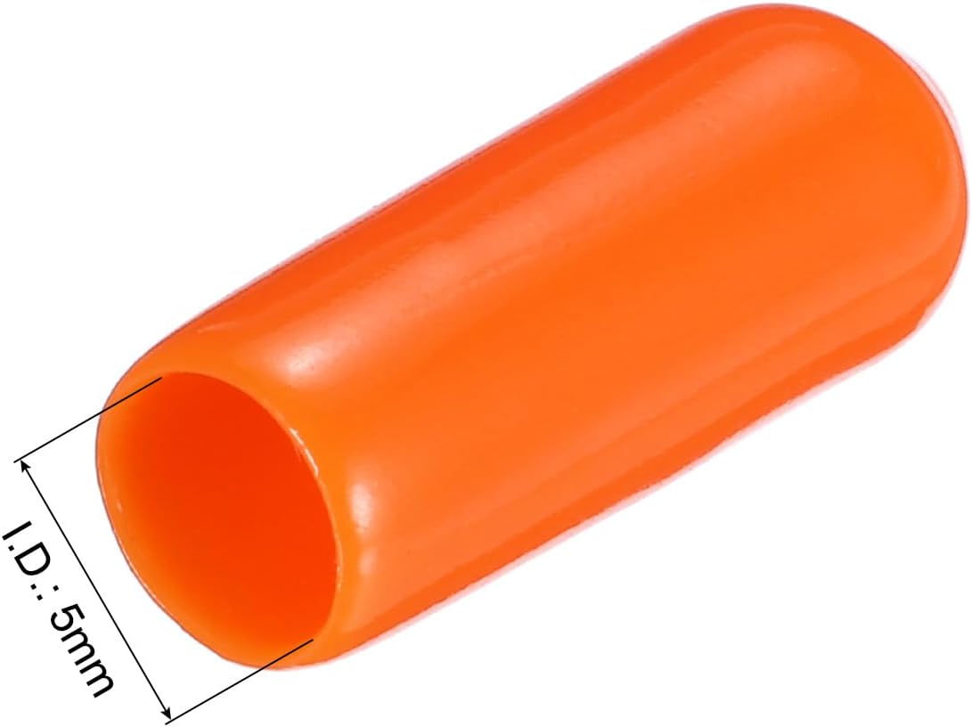 uxcell 20pcs Rubber End Caps 5mm(3/16") ID Vinyl PVC Round Tube Bolt Cap Cover Screw Thread Protectors,Orange