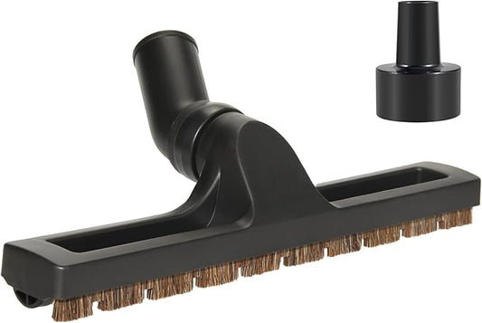 Hardwood Brush Vacuum Attachment for 1 1/4" 2 1/2" Shopvac Wet Dry Vacs, Horsehair Bristles Parquet Nozzle, 12" Shop Vac Floorhead Accessory (1.25" Hard Floor Head & 2.5" Vac Hose Adapter)
