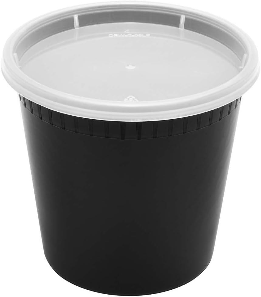 Karat [24oz - 240 ct Black PP Injection Molded Round Deli Containers with Lids (FP-IMDC24-PPB)