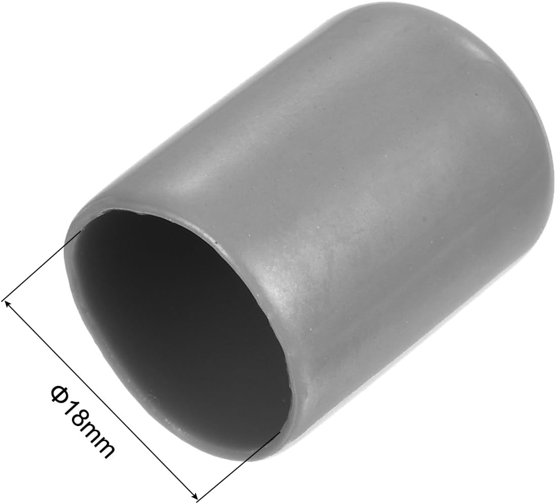 uxcell 20pcs Rubber End Caps Protective Caps 18mm ID Vinyl PVC Round Tube Bolt Cap Cover Screw Thread Protectors, Light Grey