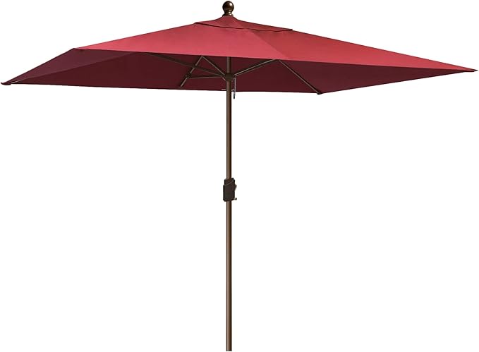EliteShade USA 10-Year-Non-Fading 6.5x10Ft Rectangular Market Umbrella Patio Umbrella Outdoor Table Umbrella with Ventilation, Burgundy