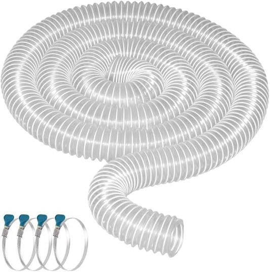 Qucship Heavy PVC Dust Hose, 2-1/2" x 10', Flexible PVC Fume Hose with Carbon Steel Wire Coil for Collection Systems
