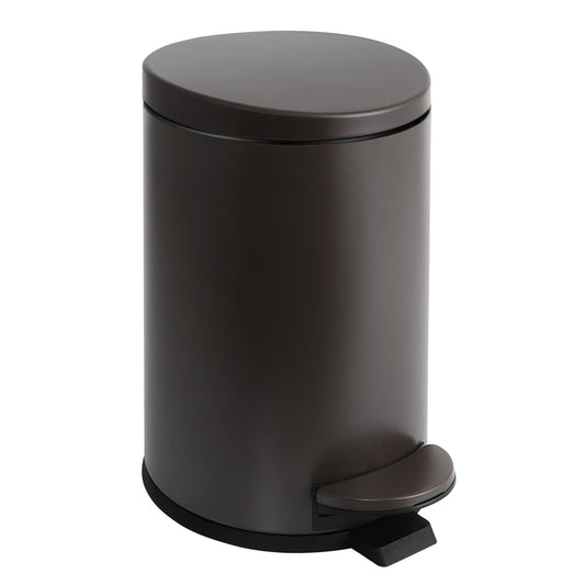 TIPGO Small Trash Can with Lid Soft Close, 4.5 Liters / 1.2 Gallon Bathroom Garbage Can, Mini Step Trash Bin, Stainless Steel Wastebasket for Bathroom, Bedroom, Office (Brown)