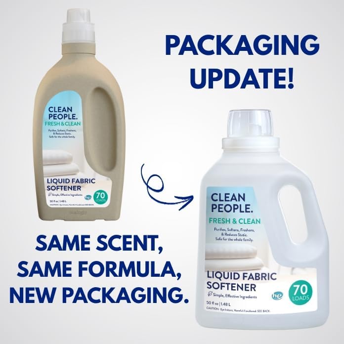 The Clean People Liquid Fabric Softener - Softens & Removes Static Cling - Vegan (50 Fl Oz, Fresh & Clean)