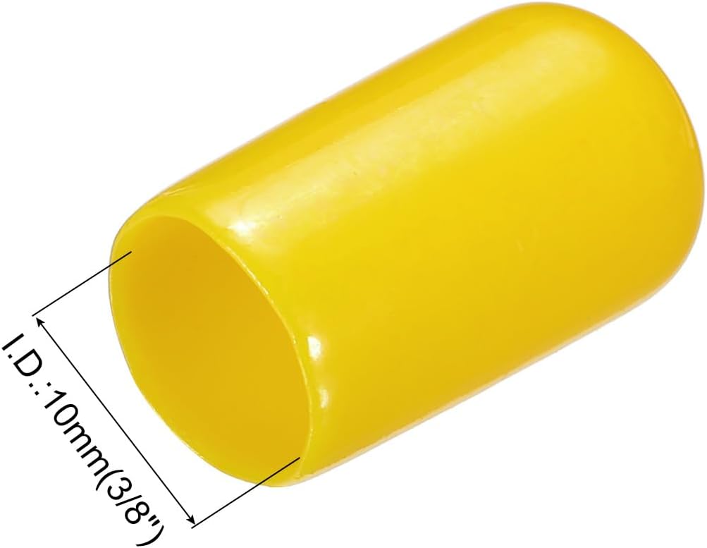 uxcell 20pcs Rubber End Caps 10mm(3/8") ID Vinyl PVC Round Tube Bolt Cap Cover Screw Thread Protectors Yellow