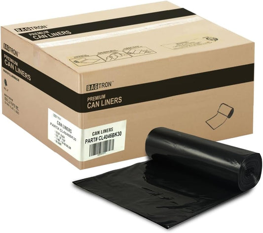 45 Gallon Trash Bags, 30 Micron Heavy Duty Pure LDPE Garbage Can Liners, 40" x 46" Large, Black, 100 Count