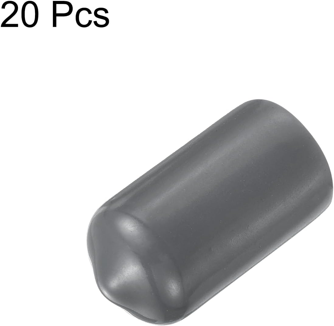 uxcell 20pcs Rubber End Caps 5.5mm ID Vinyl Round Tube Bolt Cap Cover Thread Protectors Dark Grey