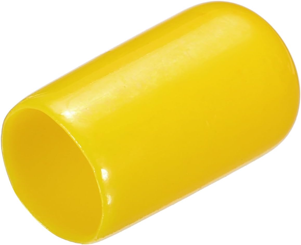 uxcell 20pcs Rubber End Caps 10mm(3/8") ID Vinyl PVC Round Tube Bolt Cap Cover Screw Thread Protectors Yellow