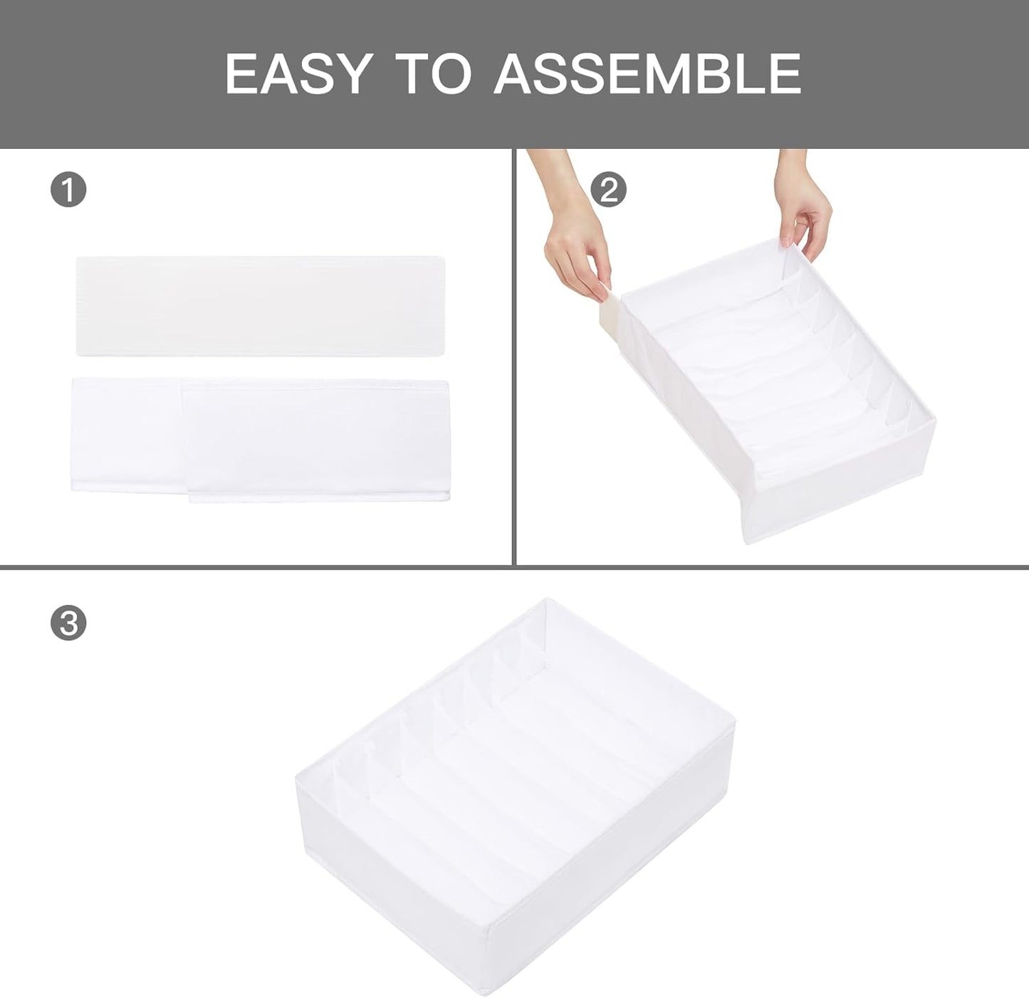 Qozary 4 Pack Drawer Organizers for Clothing, 8 Grids Foldable Closet Organizers and Storage Bins for Bedroom, Dresser Organizer Boxes for Thin T-shirts, Tank Tops