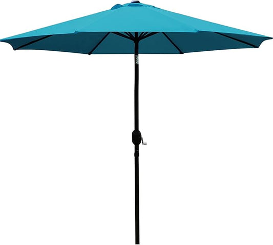 Sunnyglade 9' Patio Umbrella Outdoor Table Umbrella with 8 Sturdy Ribs (Teal Blue)