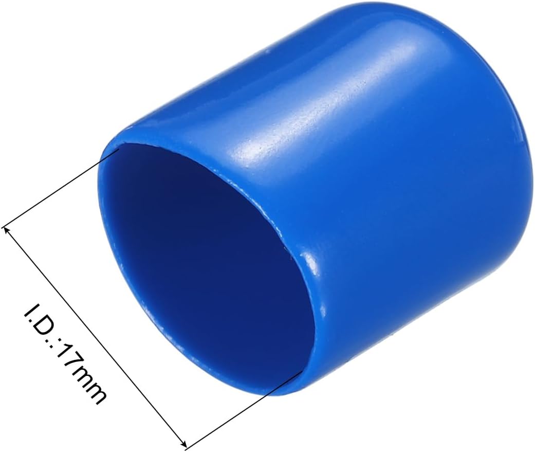 uxcell 20pcs Rubber End Caps 17mm ID Vinyl PVC Round Tube Bolt Cap Cover Screw Thread Protectors Blue