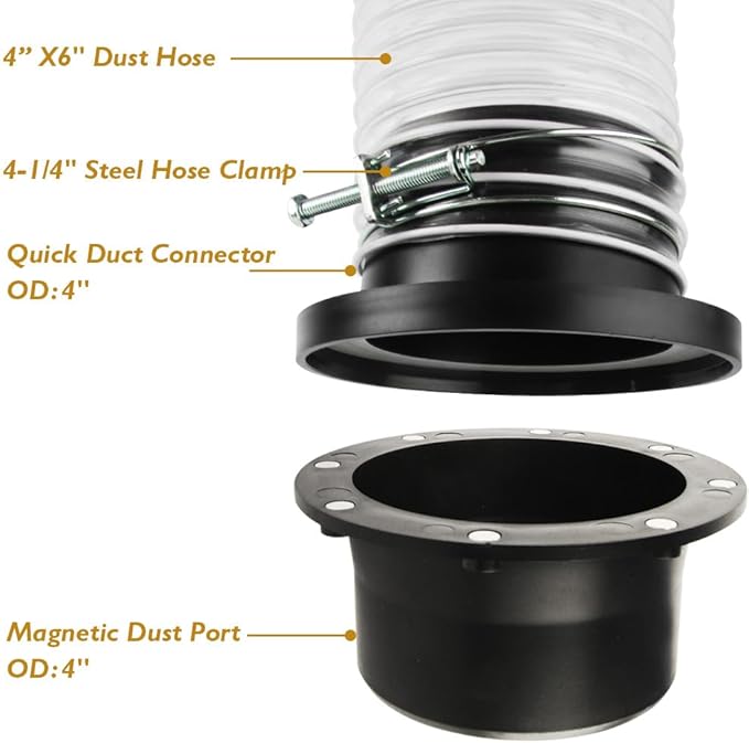 O'SKOOL 4" Port Magnetic Dust Collector System, Magnetic Dust Collection Fittings for Dust Collector/Vacuum Fittings