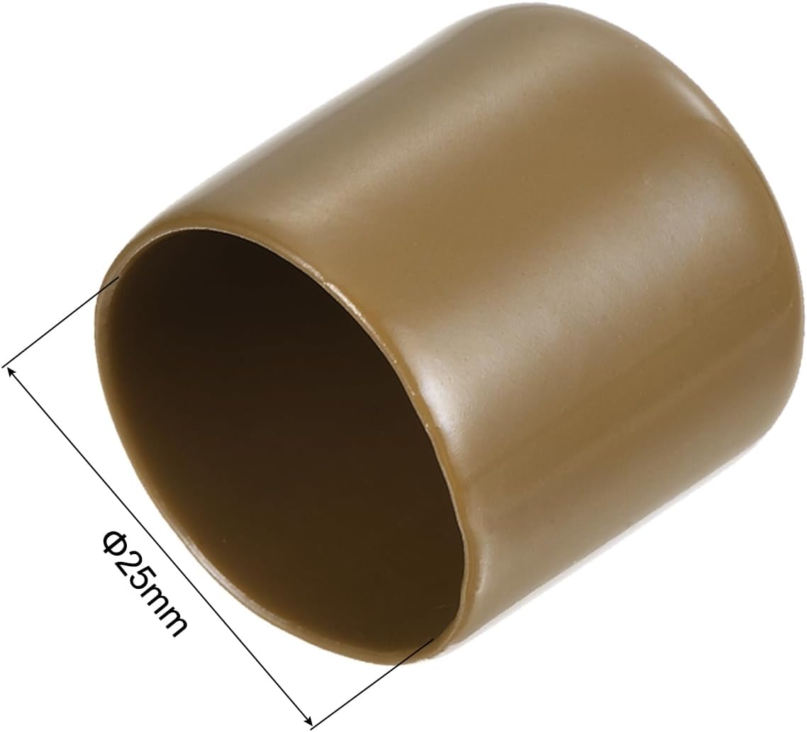 uxcell 20pcs Rubber End Caps 25mm(1 Inch) ID Vinyl PVC Round Tube Bolt Cap Cover Screw Thread Protectors Light Brown