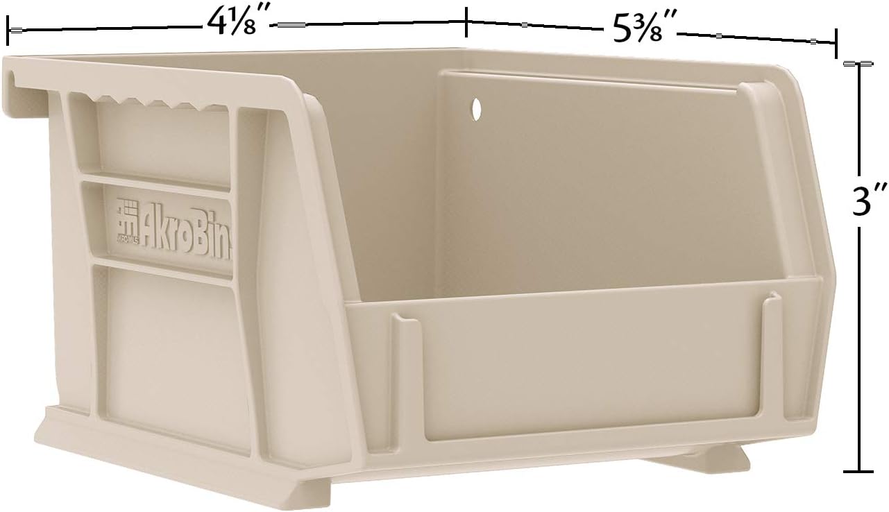 Akro-Mils 30210 AkroBins Plastic Storage Bins, Space-Saving Stackable Bins for Garage, Pantry, Craft Organization, 5-Inch x 4-Inch x 3-Inch, Green, 24-Pack