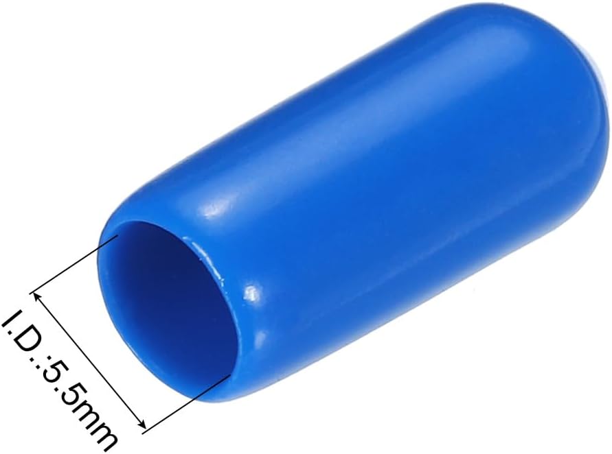 uxcell 20pcs Rubber End Caps 5.5mm ID Vinyl PVC Round Tube Bolt Cap Cover Screw Thread Protectors Blue