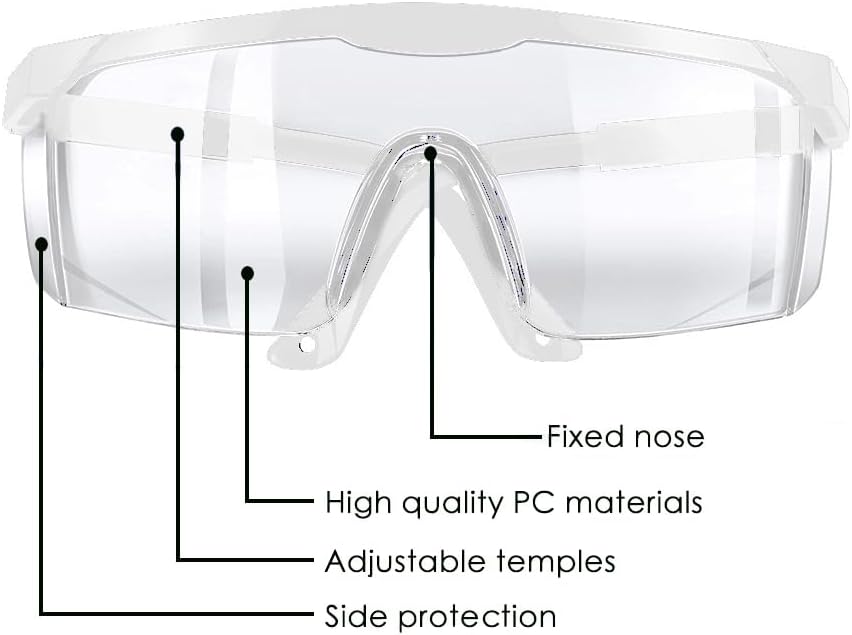 Safety Glasses, 5PCS Adjustable Wide-Vision Protective Glasses, Lightweight Fog-Proof Safety Goggles