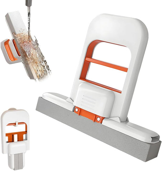 Mini Foldable Desktop Mop, Wet and Dry Portable Cleaning Sponge Mop,Self Squeezing Mini Sponge Mop with One Replaceable Head,for Small Spaces,Bathroom,Kitchen,Glass (Orange/1pcs)
