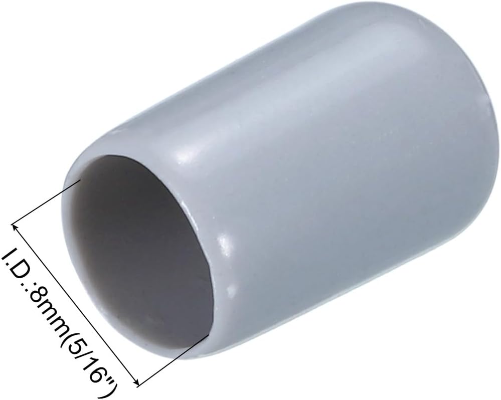 uxcell 20pcs Rubber End Caps 8mm(5/16") ID Vinyl PVC Round Tube Bolt Cap Cover Screw Thread Protectors Grey