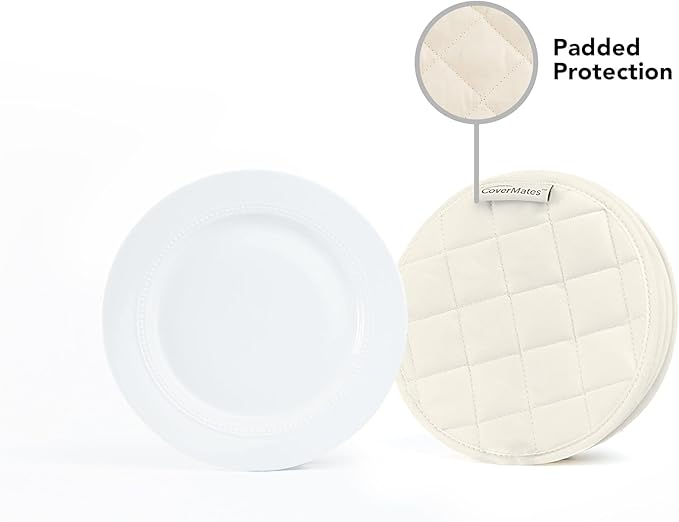 Covermates Keepsakes - Quilted Divider Set - Set of 4 - Scratch & Breakage Protection - Stain Resistant - Machine Washable - China Storage, Cream