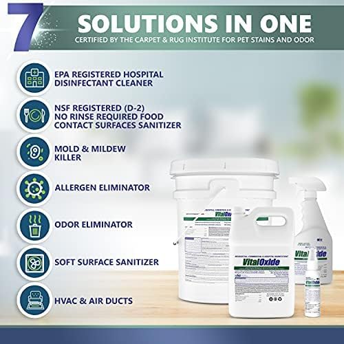 Vital Oxide Disinfectant, Deodorizer, Cleaner, Food-Contact Sanitizer, Virucide –(EPA registration #82972-1) – Kills Mold & Mildew, Eliminates Odors – 32 oz