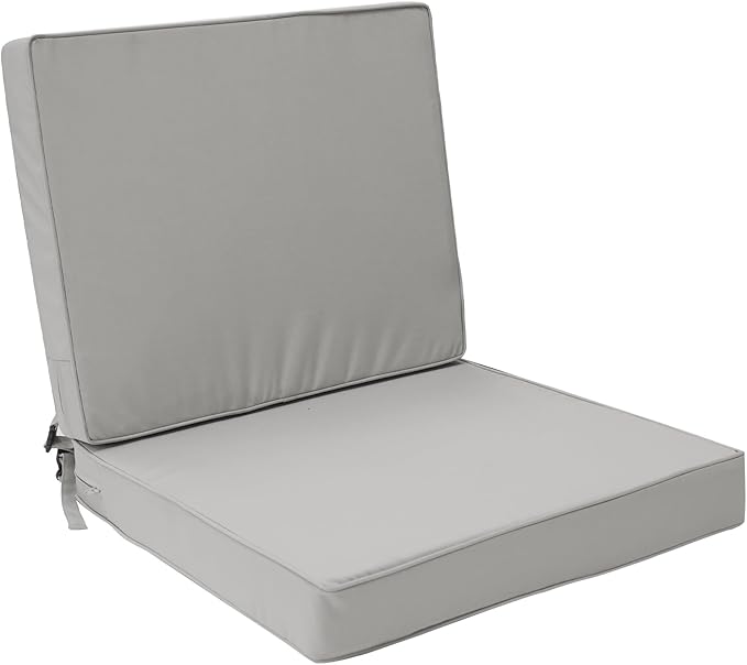 Outdoor Deep Seat Cushion Set 19" x 19", Water Repellent & Fade Resistant Cushion for Patio Furniture, Back & Seat Cushion with Removable Covers for Sofa, Couch, Light Grey